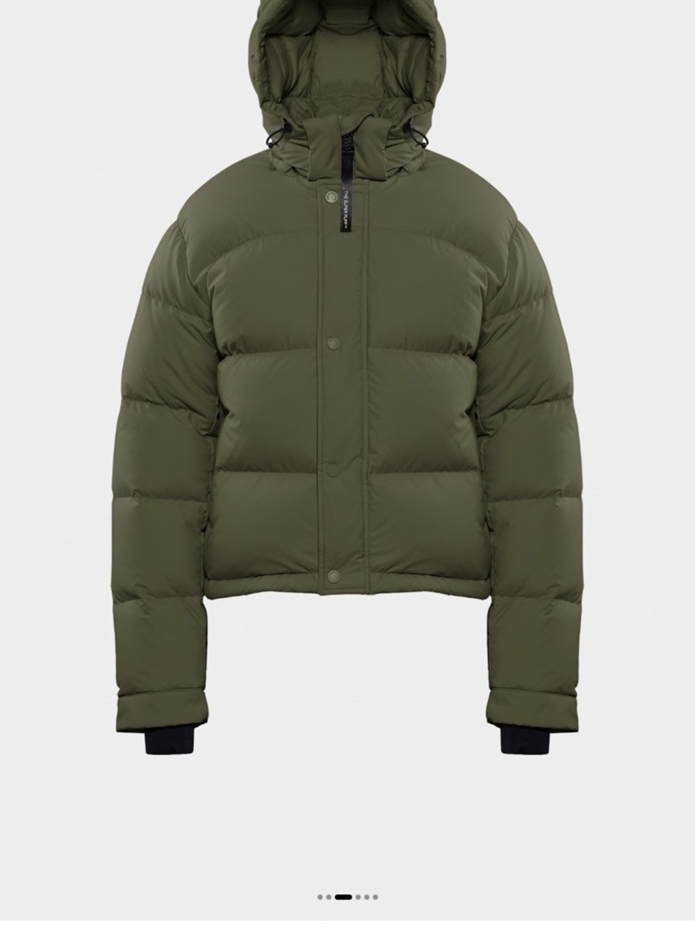 Aritzia Olive Hooded Cropped Puffer Jacket